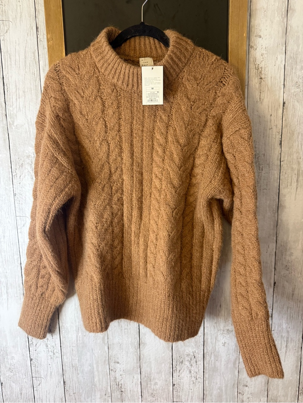 NWT A New Day brown cable knit sweater Size M #knitwear #cableknit #woolblend